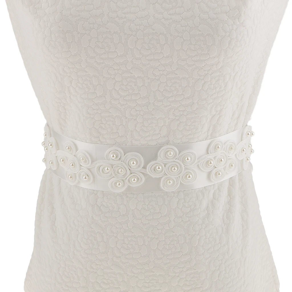 Fashion Wedding Party Dress Gown Flower Beads Bridal Waist Belt Sash 
