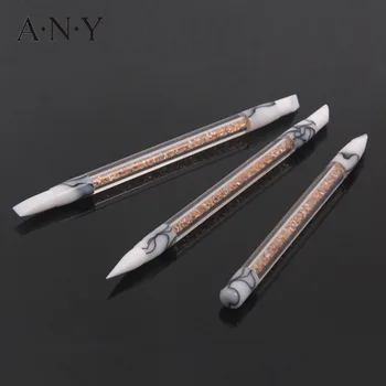 

ANY 3Pcs/Set Two Way Nail Art Brush Silicone Head Acrylic Orange Handle Polish Gel Carving Drawing Manicure Tools