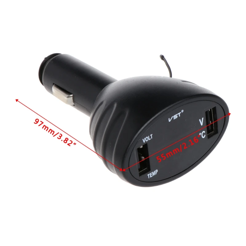 Автомобильный цифровой светодиодный термометр Вольтметр Авто USB зарядное устройство монитор температуры батареи#0628