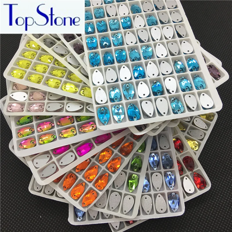 

Teardrop Sew On Stone Flatback Glass Crystal 7x12 11x18 13x22 17x28 mm Droplet Sew-On Rhinestones Dress DIY Clothing