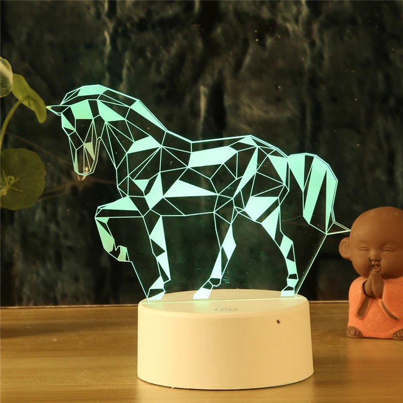 

LED Sky Horse 3D Night Light Touch Table Desk Lamps 7 Colors Changing Unicorn Animals Decor Lights Fashion Line design for gifts