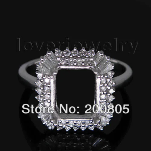 

New Vintage Emerald Cut 7x9mm 18Kt White Gold Diamond Setting Ring SR0002