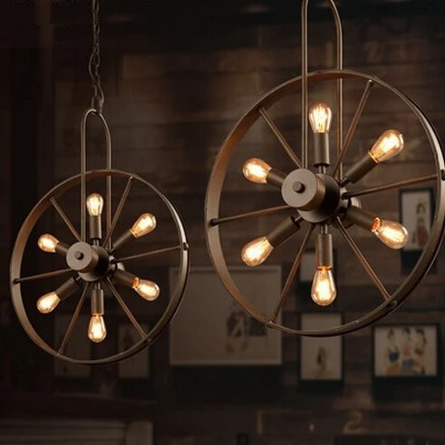 

Metal Windmill Wheel Loft Style Edison Vintage Industrial Pendant Lights Fixtures For Bar Dining Room Hanging Lamp