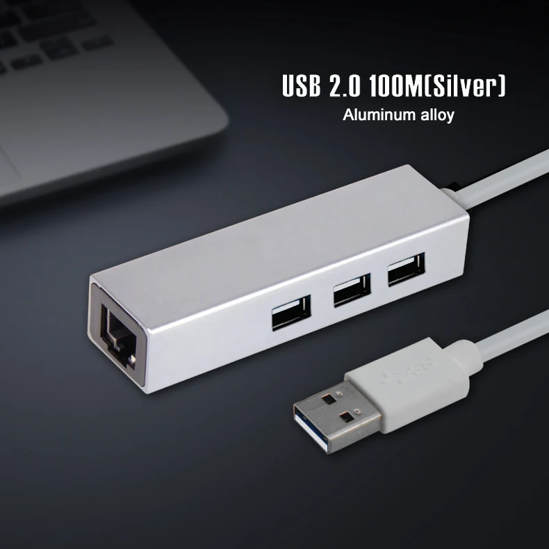 OFCCOM USB Ethernet адаптер с 3 Порты USB 3,0 концентратор для RJ45 10/100 Мбит/с Соединительная плата локальной компьютерной сети сплиттер для портативных компьютеров Mac iOS - Цвет: USB3.0 100M Silver