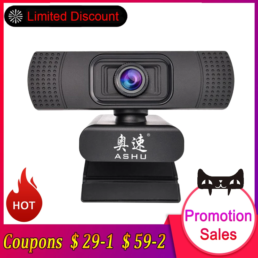 

ASHU Webcam USB Web Camera Digital Full HD 1080P Webcam Web Cam with Microphone Clip-on 2.0 Megapixel CMOS PC Camera For laptop