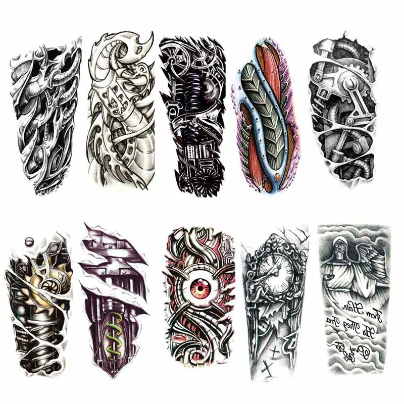 Временные татуировки рукава дизайн полная рука водостойкие татуировки для крутых мужчин женщин Переводные татуировки наклейки на тело искусство