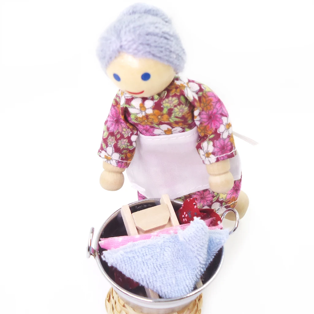 

1/12 Miniature Alloy Washtub Laundry w/ Washboard Clothes Dollhouse Bathroom Doll house Accessories Decoration