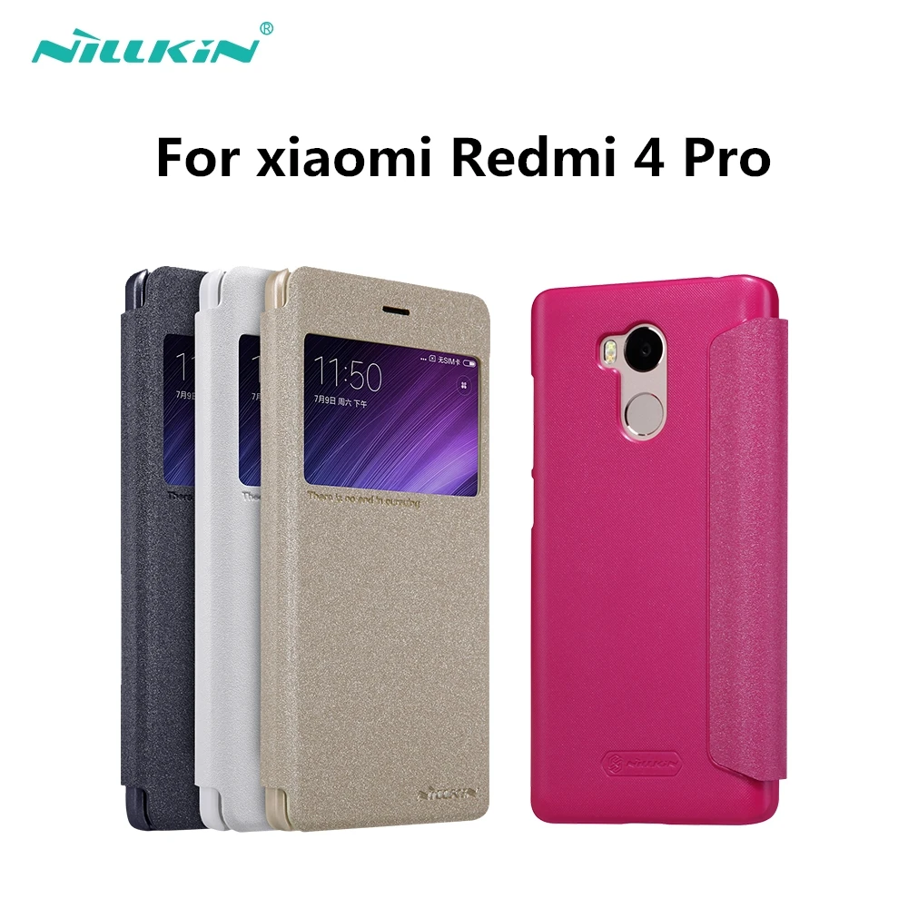 

Redmi 4 Pro case NILLKIN PU leather Flip cover Phone Cases For xiaomi redmi 4 pro case hard back cover view window