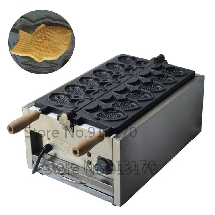 

Commercial Electric Fish-shape Cake Machine Taiyaki Machine Taiyaki Waffle Maker with 6 Molds/pan