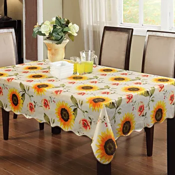 

Sunflower Table cloth Waterproof & Oilproof Wipe Clean Vinyl+Flannel Tablecloth Dining Kitchen Table Cover CZ001