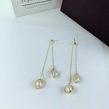 

2019 Fashion Elegant Korean Long Women's Natural Pearl Hanging Earrings Girl Birthday Gift Perle Baroque Earrings Aretes EC01682