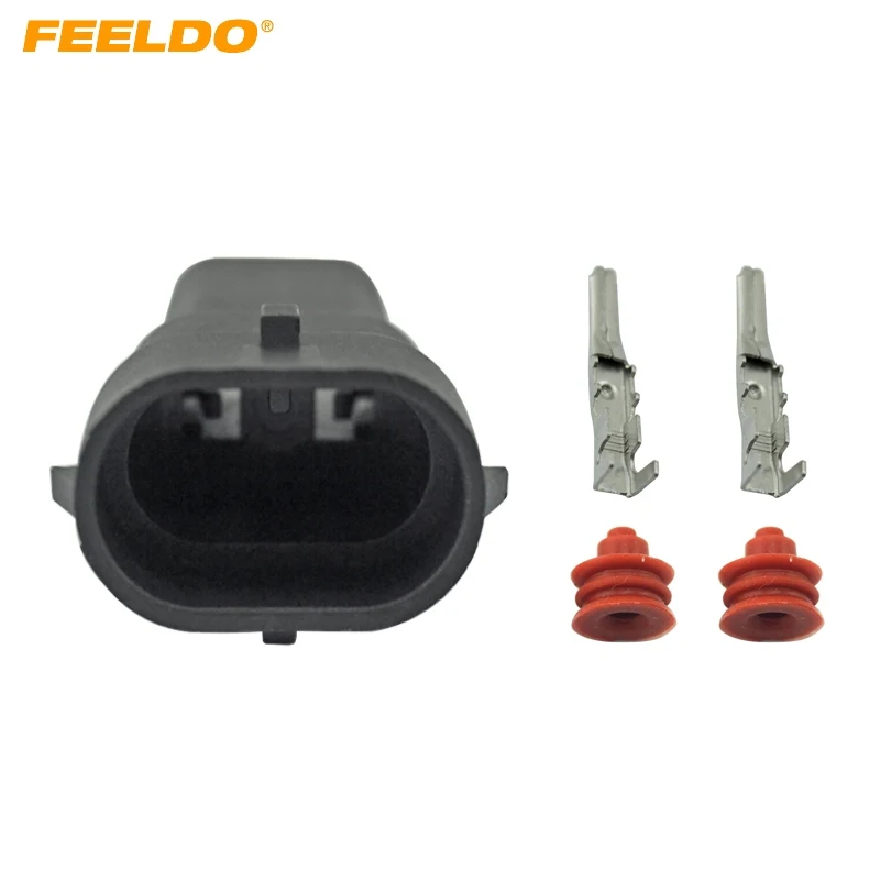 FEELDO 2sets Car Male HID Headlight Bulb Socket Connectors For H8/H9