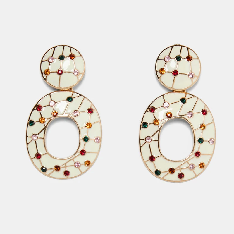 

Ztech 2019 Fashion Brand Jewelry Za Bohemian Crystal Drop Dangle Earrings for Women Geometric Punk Style Earrings Accessories