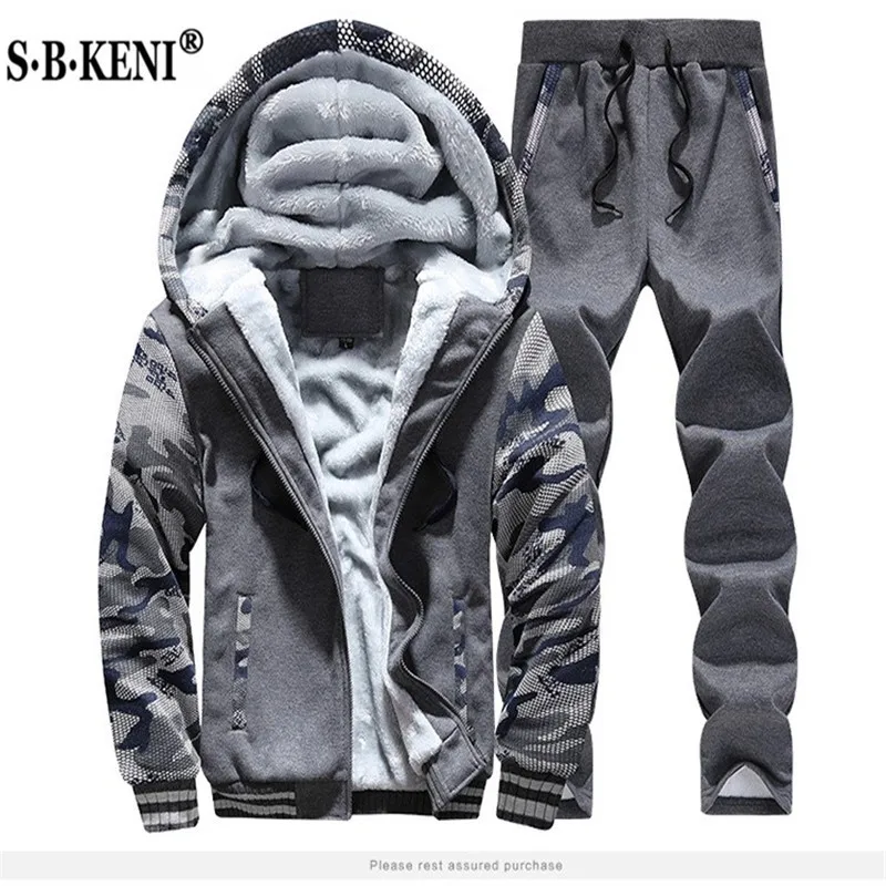  Wholesale Winter New Tracksuit Brand Men Sporting Fleece Thick Hoodies Casual Track Suit Men Jacket