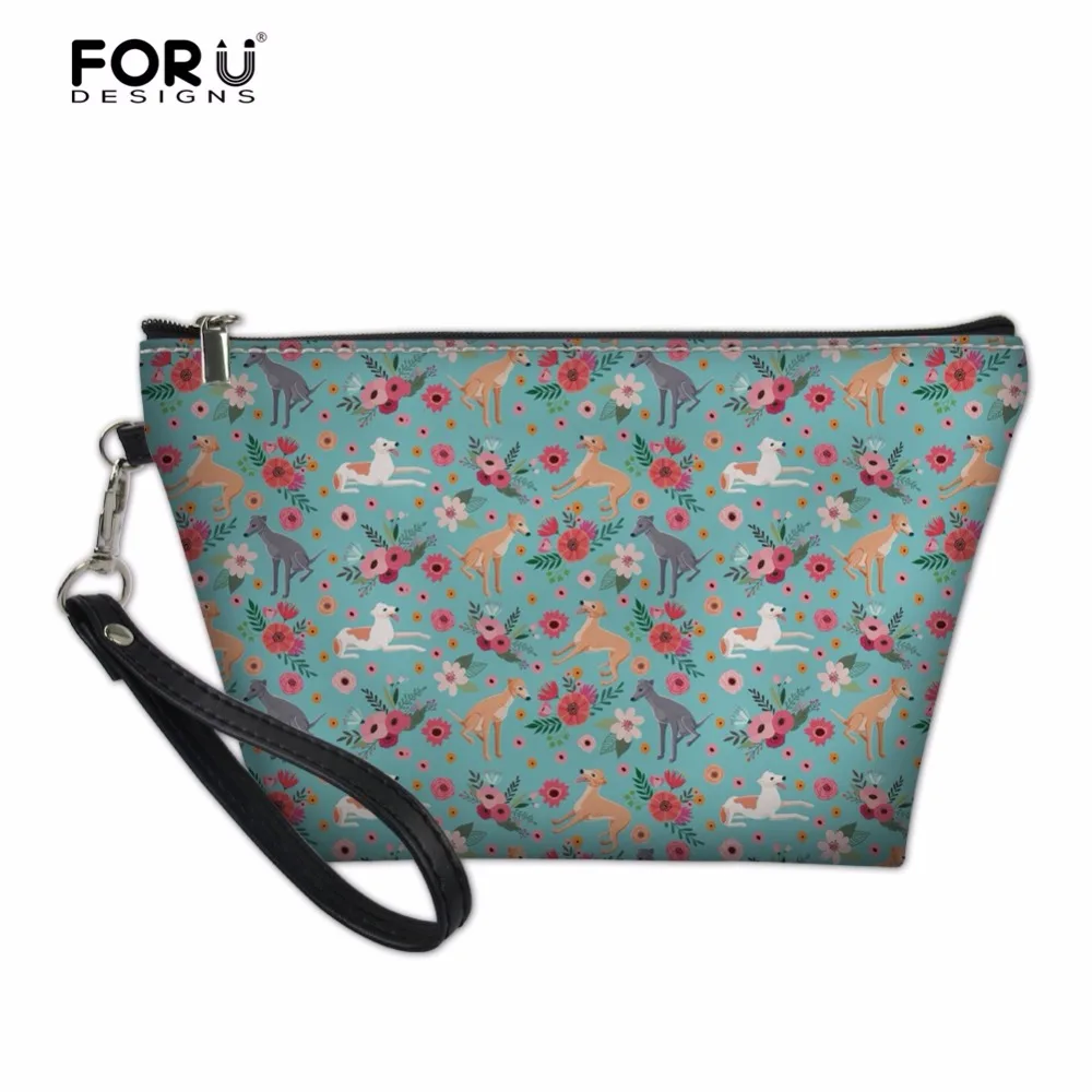 FORUDESIGNS Greyhound цветочный принт женские профессиональные косметички чехлы для