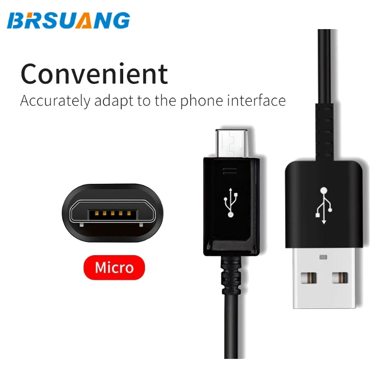 1000 шт./лот BRSUANG 1,2 m 2A высокоскоростной зарядный кабель Micro USB, совместимый со всеми микро-устройствами для samsung huawei и т. Д