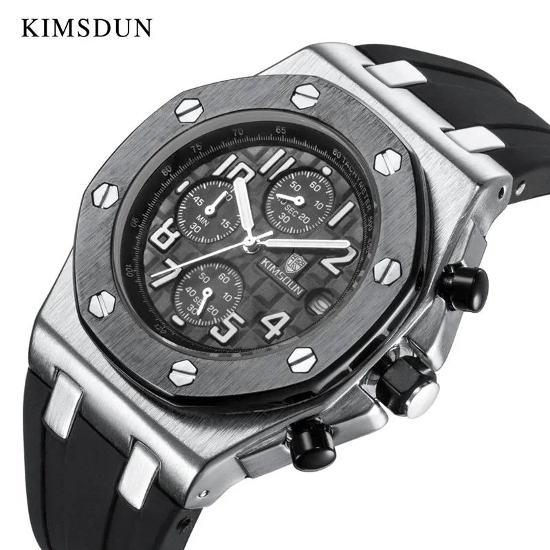 KIMSDUN спортивные мужские s часы лучший бренд класса люкс Натуральная Резина кварцевые мужские военные часы классические мужские часы Высокое качество часы