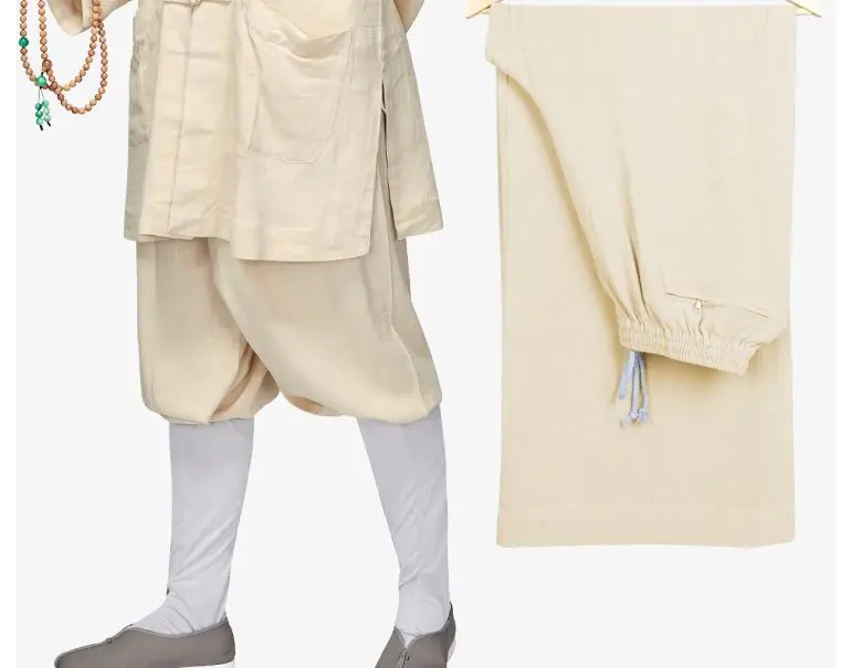Летние, весенние и осенние штаны из хлопка и льна, 6 цветов, штаны для медитации монашки шаолин, штаны для монаха кунг-фу, дзен, красный/серый/желтый/синий/кофейный