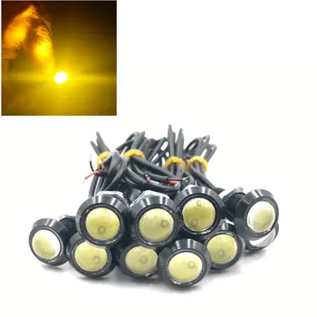 

10pcs Ultra Thin 18mm 12V Car LED DRL Daytime Running Light Eagle Eye Lamp High Quality Amber Yellow