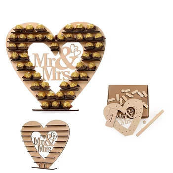

Wedding Party Decorative Decorations Letters Crafts Mr & Mrs Letter Love Heart Shape Wooden Chocolate Frame New