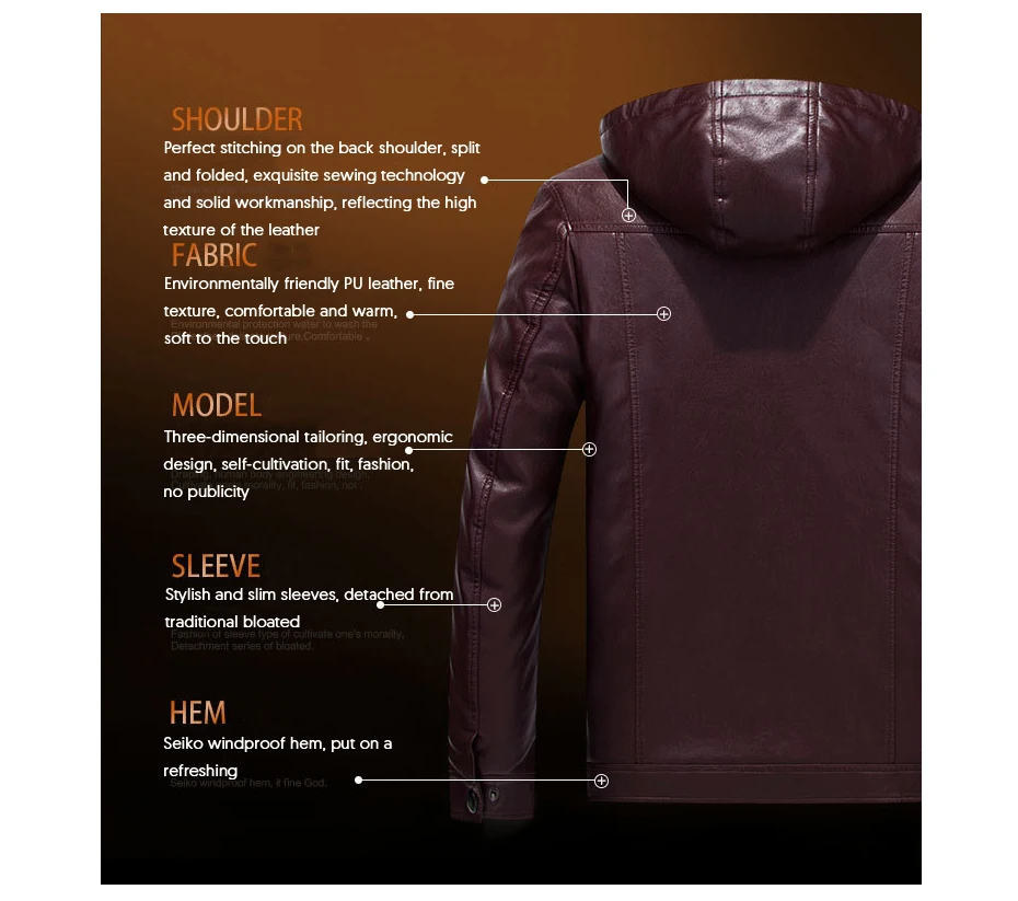 pu leather jacket men