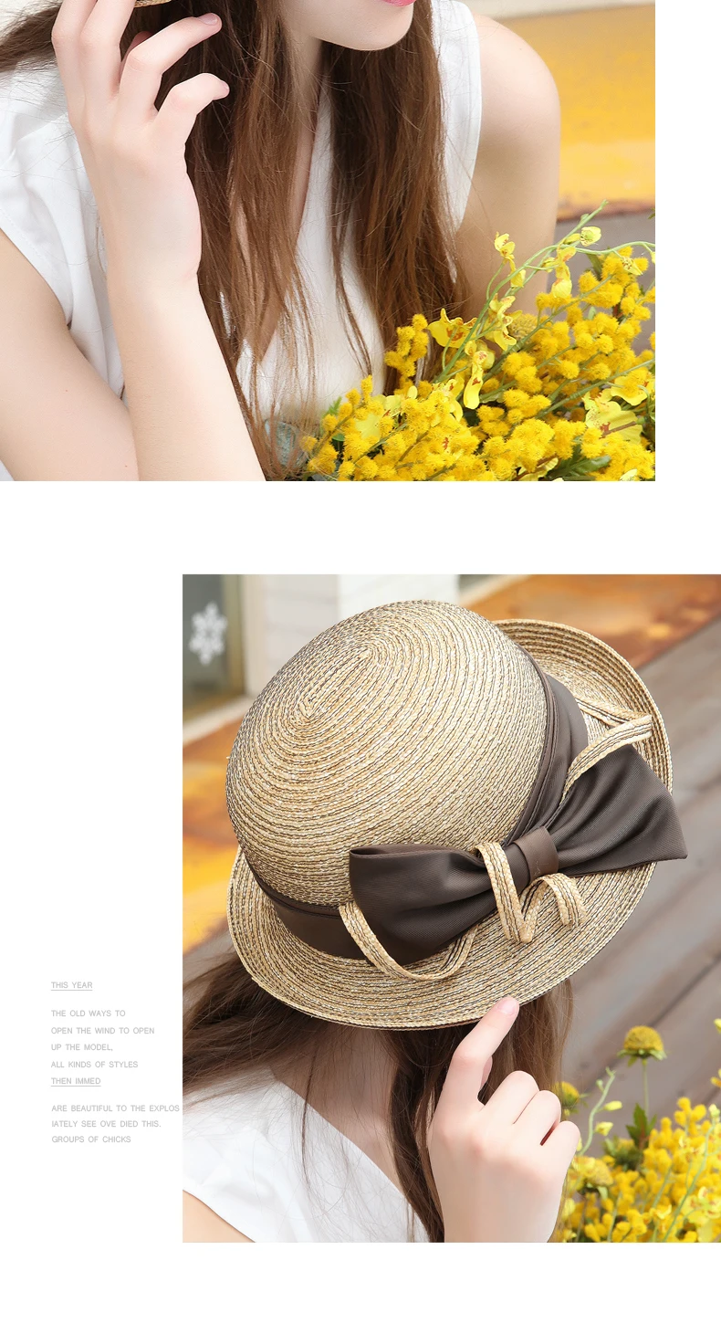 100% Natural Raffia Straw Hat For Women 2022 Summer Elegant Wide Brim Floppy Casual Beach Sunbonnet Fashion