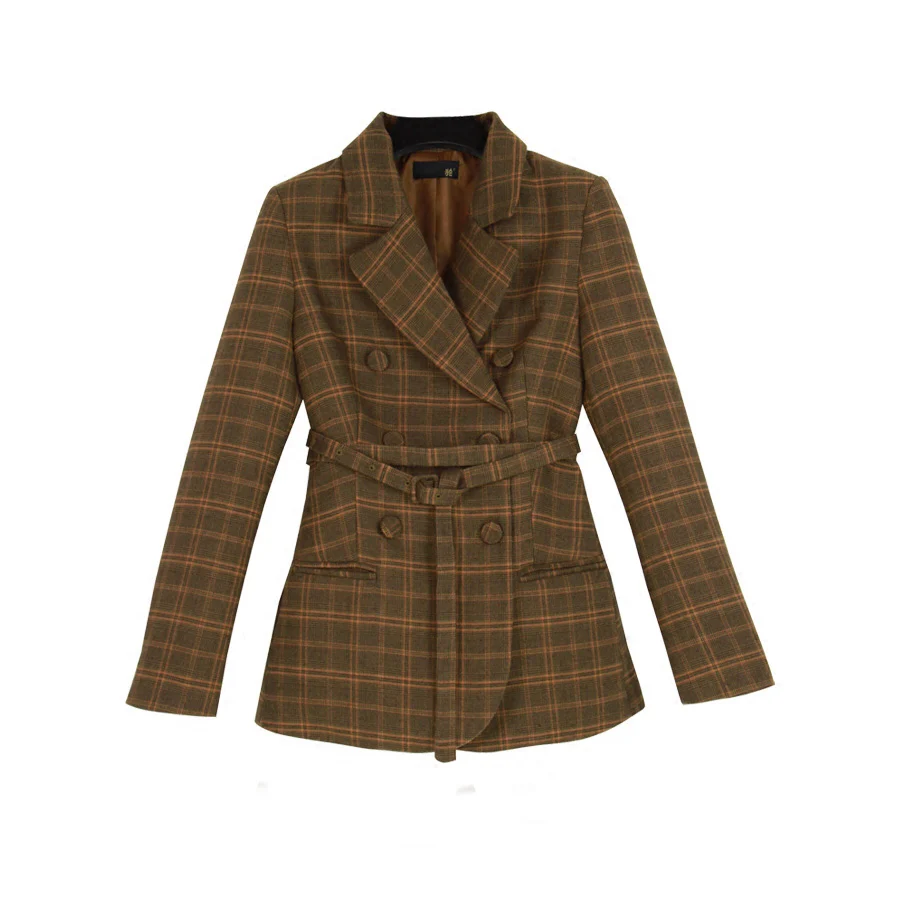 

Women's spring and autumn black double-breasted suit jacket female belt long section of women's coat Suit coat Women Blazer