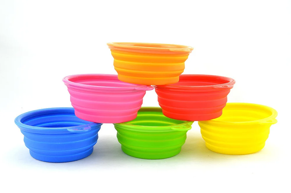 

Silicone pet folding bowl dog convenient bowl 6colors freeship
