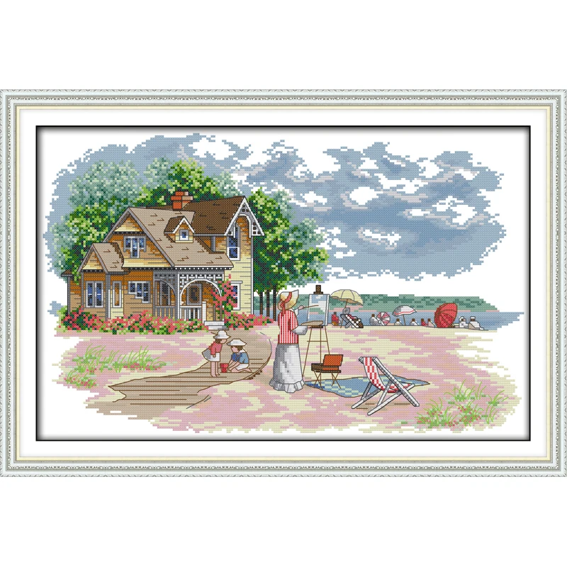 

Everlasting love Outdoor activities Chinese cross stitch kits Ecological cotton stamped 11CT DIY New year decorations for home