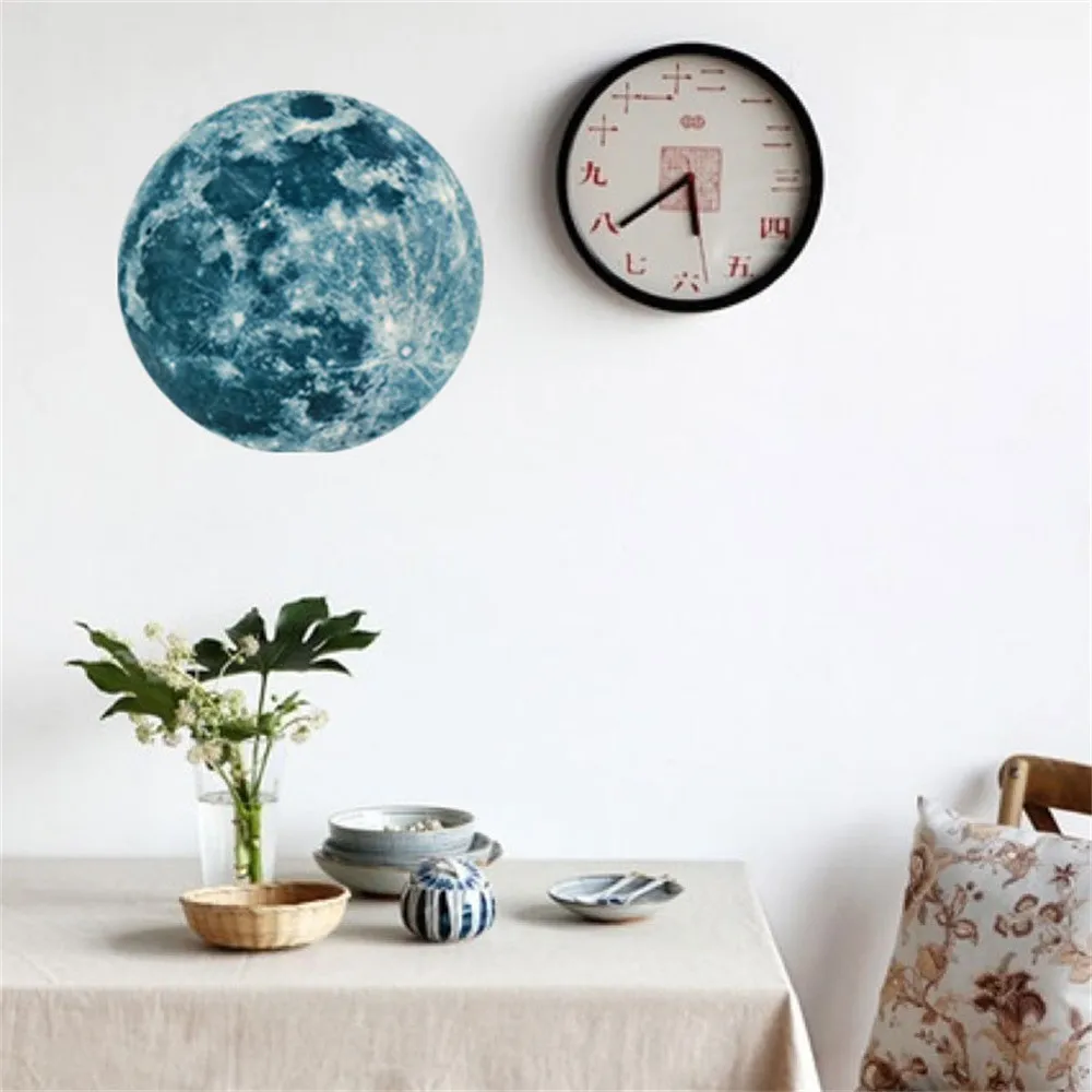 

Wall Sticker 20cm 3D Large Moon Fluorescent Wall Sticker Removable Glow In The Dark Sticker JULY12