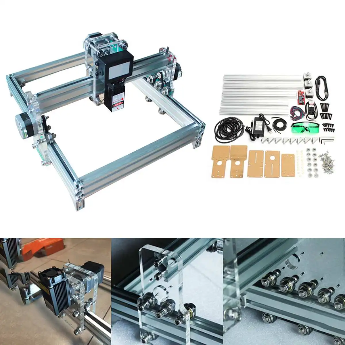 

New 32x23cm 500mW DIY Desktop Mini CNC Carving Laser Engraving Engraver Machine DC 12V Wood Cutter/Printer Kit + Laser Goggles