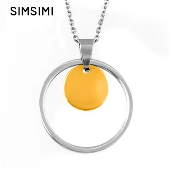 

Sun and Moon round disc charm circle necklace women choker Stainlesssteel rolo cable chain mirror polished wholesale 10pcs
