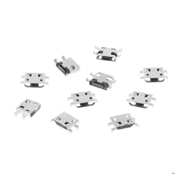 

OOTDTY 10 Pcs Type B Micro USB 5 Pin Female Charger Mount Jack Connector Port Socket