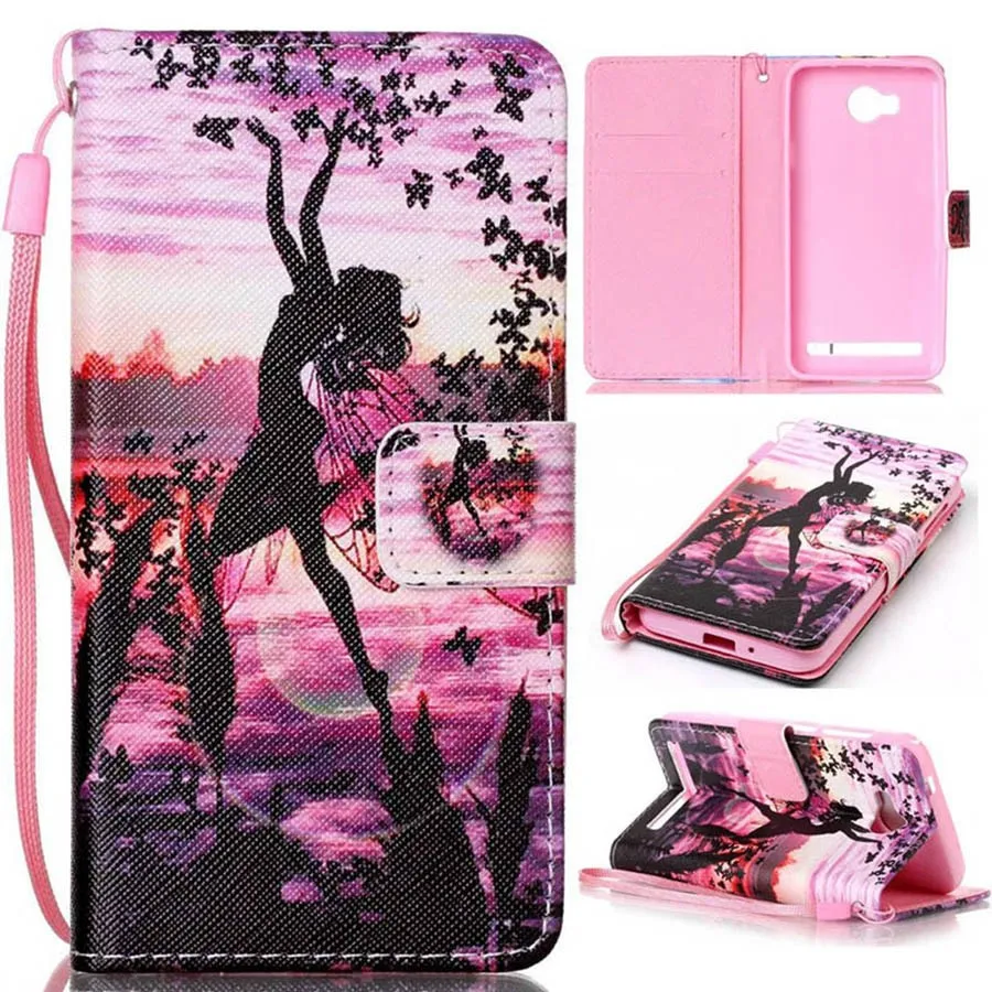 Wallet Case Pouch Pu Leather Cover Phone Cases Cartoon Pattern Flip Protective Covers For Huawei Y3 II With Stand Card Holder -5