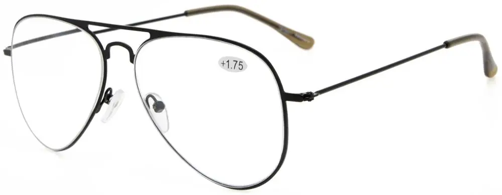 RS15018 очки для чтения, Классическая оправа из нержавеющей стали, очки для чтения и очки для чтения+ 0,50-+ 4,00 - Цвет оправы: Black