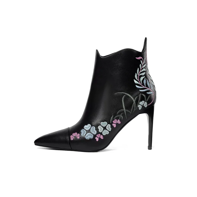 Cm Pie Cremallera De Tacones Neutral Nuevo black Mujer Stylesowner Del fósforo 8 Todo Genuino White Cuero Dedo Lateral Estilo Altos 5 Punta Sexy Botas wRxq4fZ