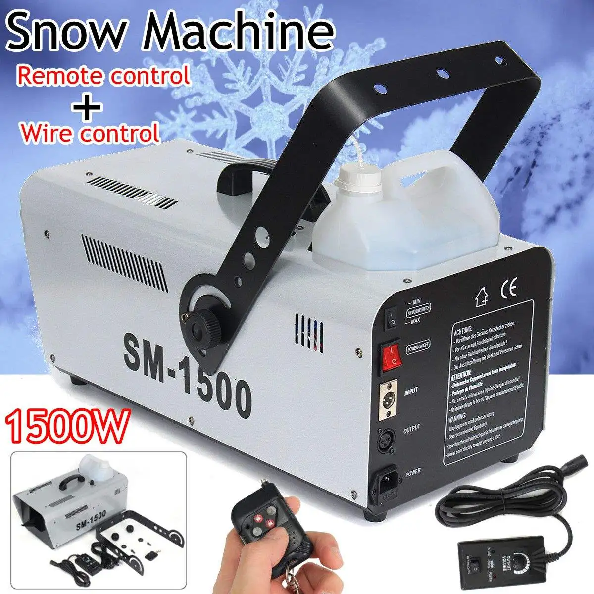 

1500W High Output Snow Machine Artificial DJ Disco + Remote & 5L Fluid Snow Soap Foam Effect Machine DJ KTV