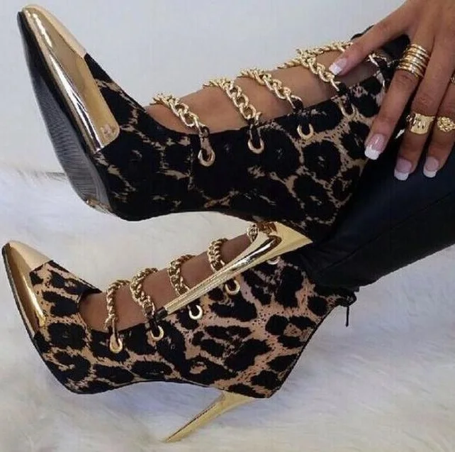 pointed leopard booties