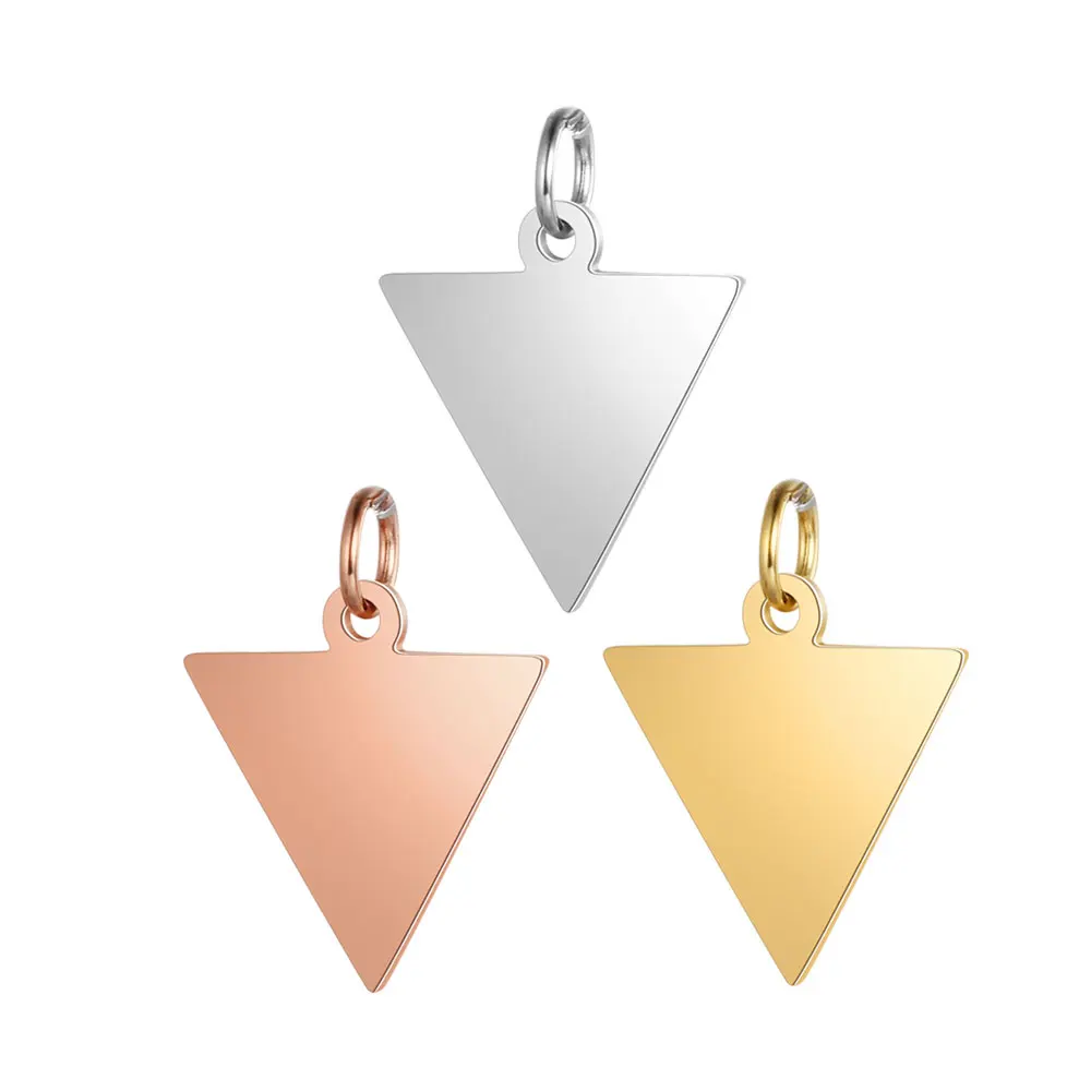 5pcs/lot Stainless Steel Mirror Polished Triangle Tag Charm for Bracelet Necklace Jewelry Making Accessories