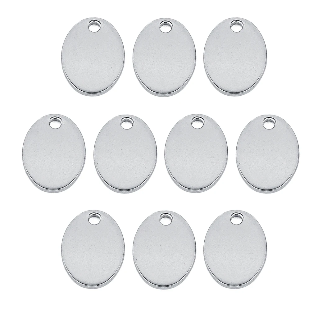 10 Pieces Metal Flat Oval Circle Blank Coin Stamping Charms Tag Pendants