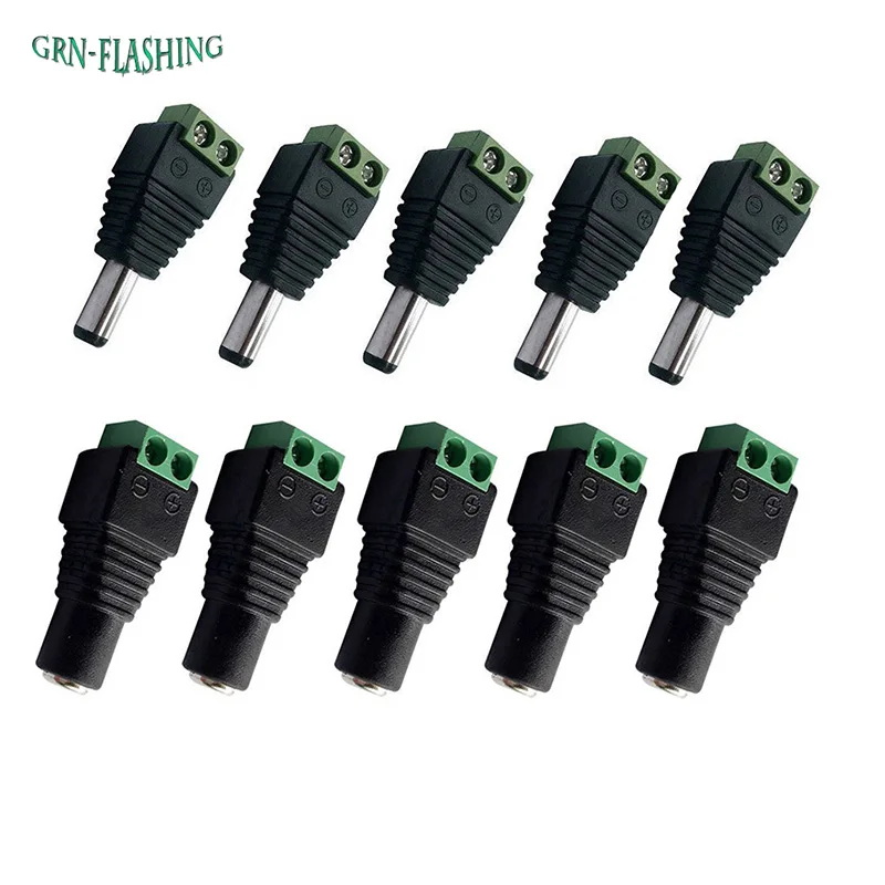 

5pcs Female +5 pcs Male DC connector 2.1*5.5mm Power Jack Adapter Plug Cable Connector for 3528/5050/5730 led strip light