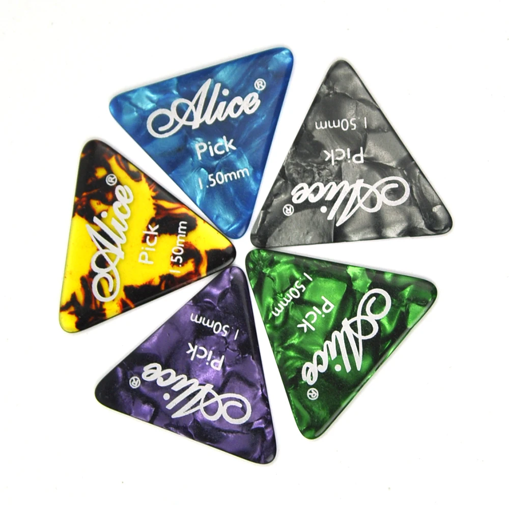 24pcs Alice AP-L Celluloid Triangle Guitar Picks Plectrums Mixed Colors 0.46mm ~ 1.5mm