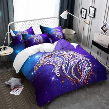 

Colorful Eagle Design Bedding Set Animal Galaxy Duvet Cover Set King Queen Bedding Cover Pillowcase Home Decor