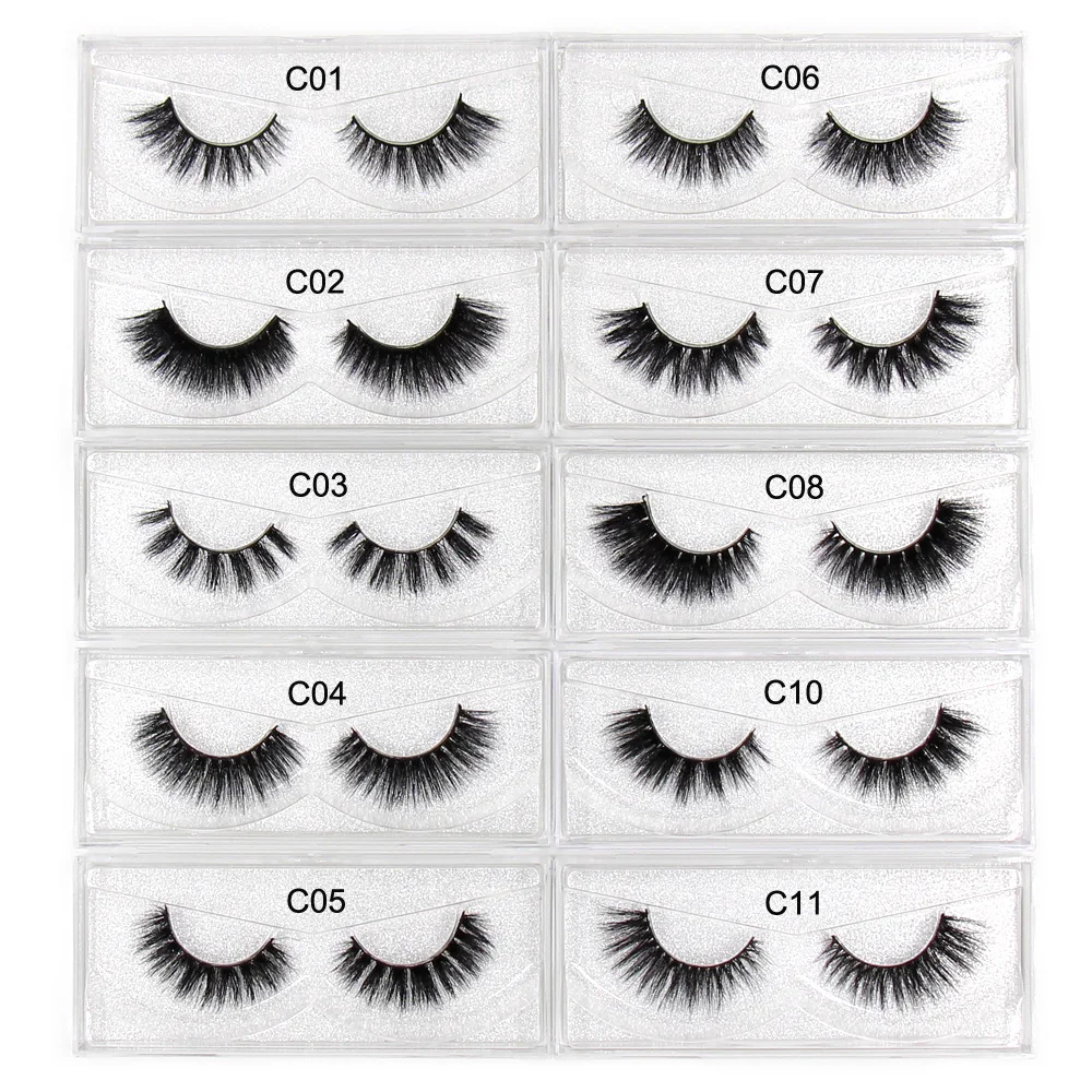 

SOQOZ Fake Eyelashes 3D Mink Lashes Cruelty Free Length Volume Lashes Makeup Lightweight Eye Lashes C Series
