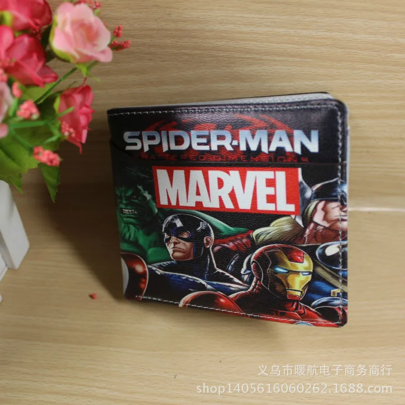 

Leeshang Marvel Super Hero Movie Wallet Coin Pocket Short PU Leather Wallet Men's and Women's Cartoon Wallet Children's Gifts