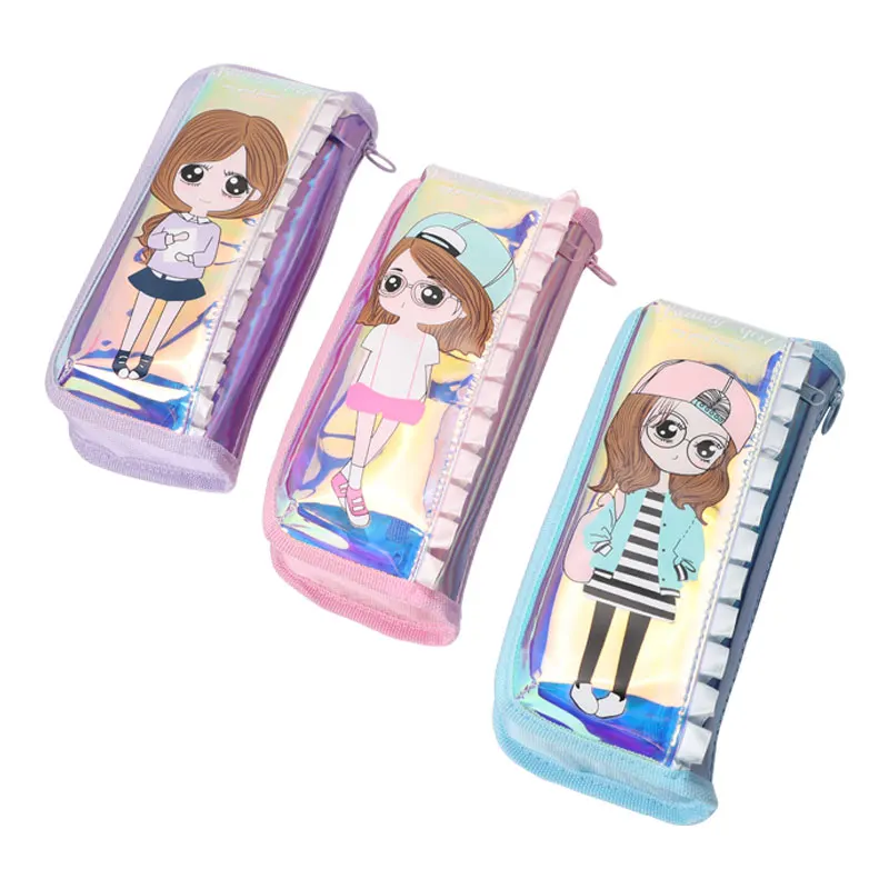 

TOPSTHINK Lovely girl pencil bag cool Polyester pencil pouch with zipper large capacity pencil case