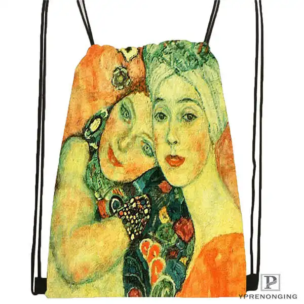 Custom Gustav Klimt Drawstring Backpack Bag Cute Daypack Kids Satchel Black Back 31x40cm 20180611 02 98