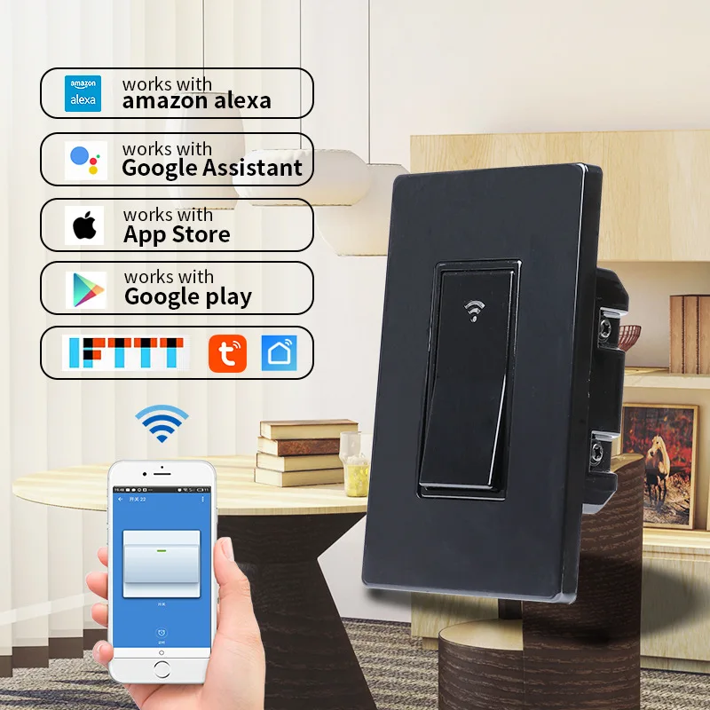 

US Wall Switch Smart Light Switches Control Wireless Connection APP Control Remote 90-250V Smart Home Kit