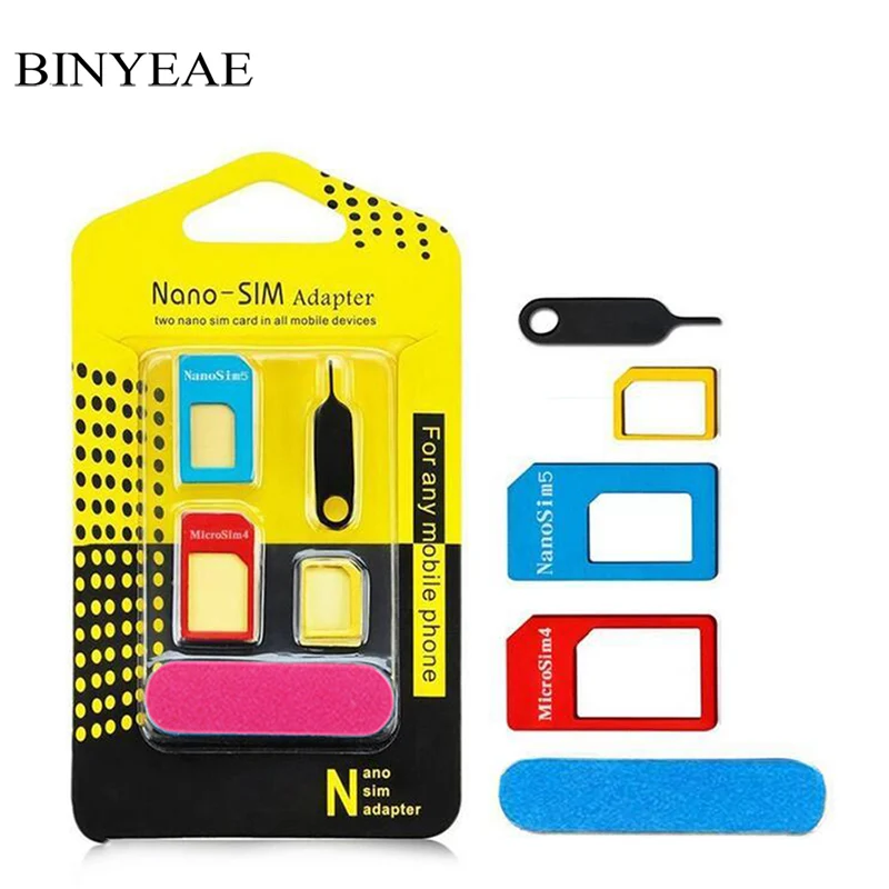 

New 5 in1 Nano Micro Standard Sim Card Adapter Kit Converter abrasive Sand Bar Tray Open Needle For iPhone 5 5s 6 6s 7 8 X Plus