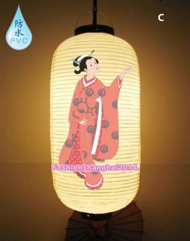 Японский ПВХ водонепроницаемый фонарь подвесной Сакура красота женщина открытый магазин Ресторан Декор - Цвет: C